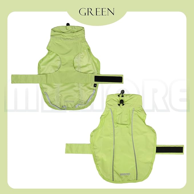 Waterproof Dog Raincoat with Reflective Strip, Adjustable Breathable Rain Coat Jacket with Leash Hole for Dogs (Light Green, X-Small)