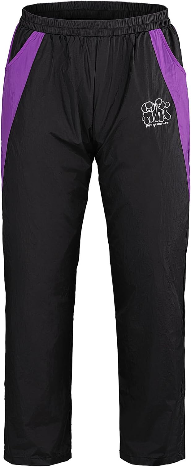 Noverlife Professional Grooming Pants for Pet Groomers, M Size, Comfortable Elasticated Waist, Lightweight Black Hair Resistant Trousers
