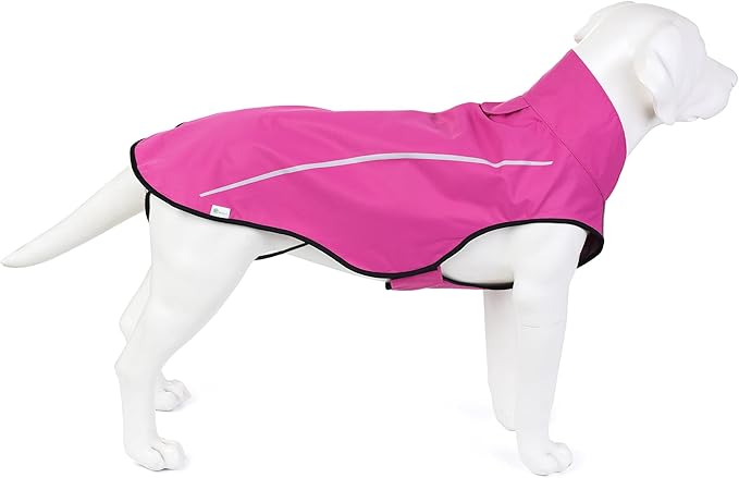 Mile High Life Dog Raincoat, Adjustable Waterproof Reflective Rain Jacket for Small Medium Large Dogs, Lightweight Breathable Pet Rain Coat with Leash Hole(Hot Pink,L Chest 32-40")