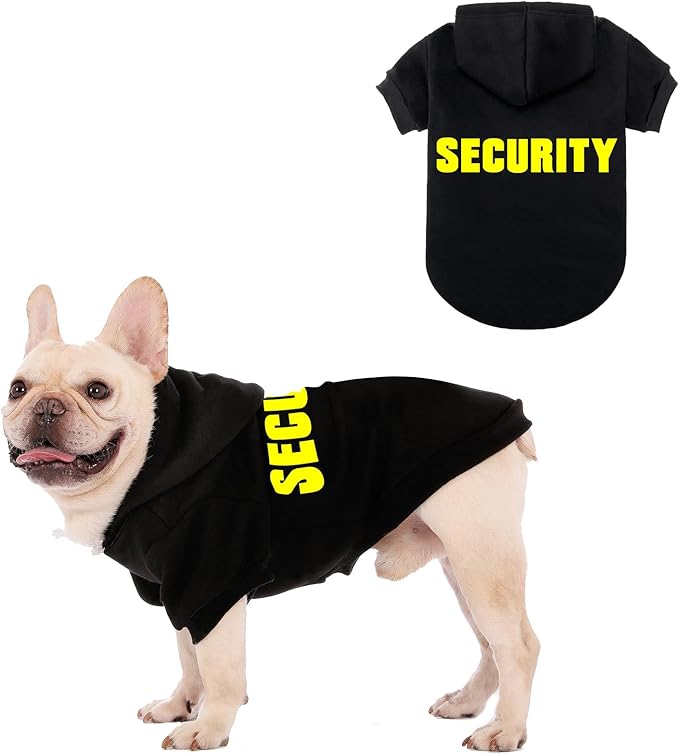 EXPAWLORER Security Dog Hoodie Puppy Sweater - Dog Sweatshirt Soft Fleece Lined Pet Clothes, Cold Weather Hooded Jacket Coat Keep Warm for Small Medium Large Dogs Cat, Small