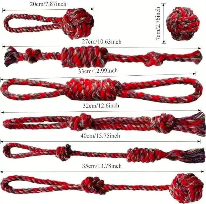 7 Pack Dog Rope Toys for Large Dogs - Colorful Red Blue Yellow Braided Rope Toys, Durable Dog Chew Toys for Aggressive Chewers