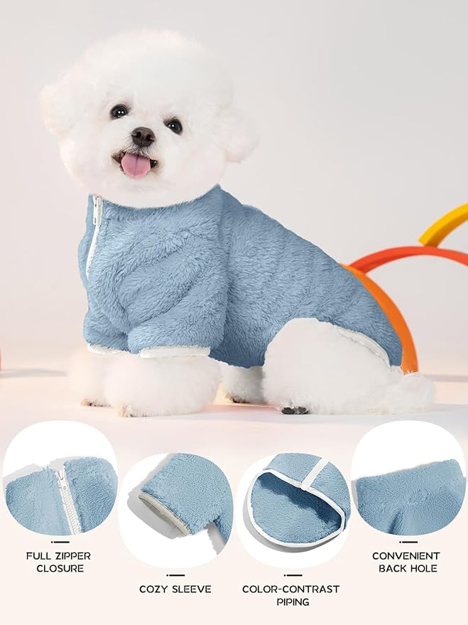 Haloumoning Dogs Fleece Winter Coats Jackets for Small and Medium Dogs Thick Full Zip Sherpa Turtleneck Puppy Jackets