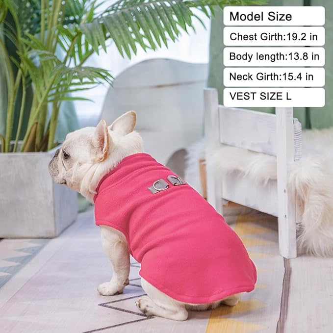 BEAUTYZOO Dog Fleece Vest Sweater Winter Jacket for Small and Medium Dogs with D-Ring Leash Cold Weather Coat Hoodie for XS S M Dogs Boy or Girls,Rose S
