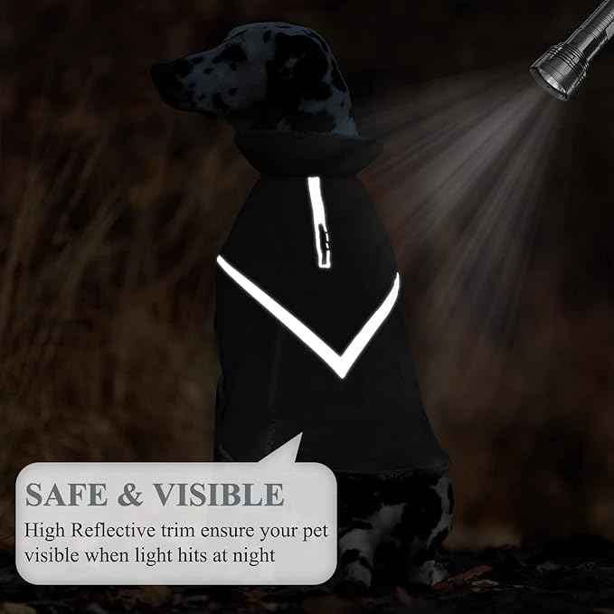 VIVAGLORY Snowrap Dog Coat, Jacket with Harness Hole & Velcro Closure, Dog Coat for Winter & Cold Weather, Fluffy Warm Fleece Lined Reflective Water Resistant for Puppy, L, Grey