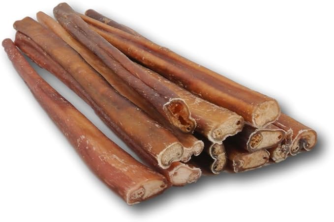 Top Dog Chews - 12 Inch Standard 12 Pack Bully Sticks, Long Lasting, 100% Natural Beef, Free Range Grass Fed, High Protein, Supports Dental Health Dog Treat, 12 Pack
