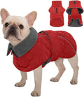 Kuoser Extra Warm Dog Jacket for Medium Dogs, Fleece Lined Dog Turtleneck Snow Suits, Windproof & Reflective Pet Winter Coat Cold Weater Clothes for Dogs, Red M