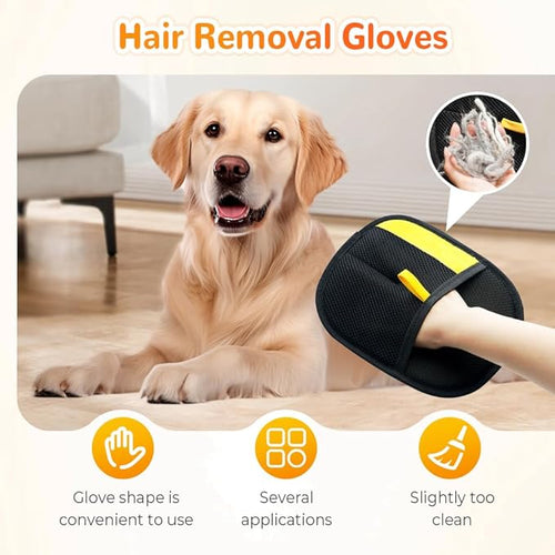 2Pcs Pet Hair Removal Gloves, 2025 New Electrostatic Pet Hair Remover, Washable Reusable Cat Grooming Gloves for Bed Sheets Couch Clothes Carpet, Premium Pet Care Accessory for Cats and Dogs (2)