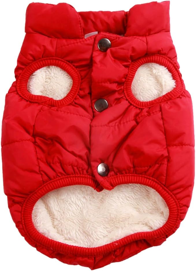 2 Layers Fleece Lined Warm Dog Jacket for Winter Cold Weather,Soft Windproof Large Dog Coat,Red XXXL