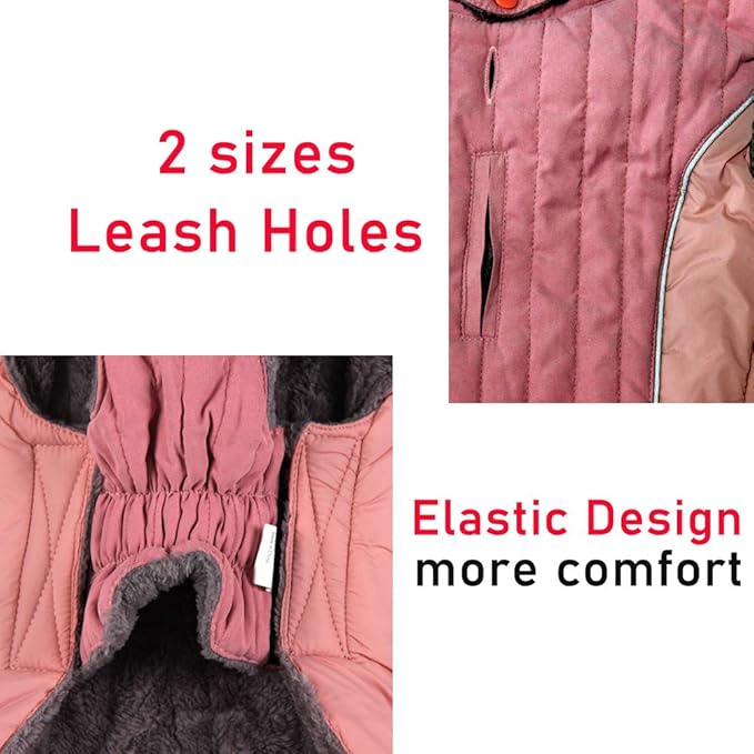 Fleece Dog Hoodie for Medium Dogs Super Warm Doggie Jacket for Cold Winter Dog Coats,Pink L