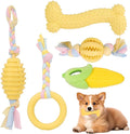 5 Pack Dog Chew Toys for Puppy Cute Yellow Dog Toys Puppy Dog Toys for Teething Soft Durable Interactive Chew Toy for Small Dogs Light Yellow