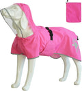 MAMORE Dog Raincoat Hooded Rain Jacket for Small Medium Large Dogs Slicker Poncho Bottom Waterproof Adjustable Reflective Breathable Leash Hole (Pink, XXX-Large)