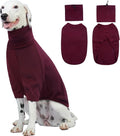ROZKITCH Dog Shirt with Hoodie Dog Ears Cover 2 in 1, Soft Lightweight Dog Striped T Shirt Pullover Dog Tank with Detachable Ear Wrap, Dog Hoodie Tshirt Dog Boy Girl, Stretchy Sweater WineRed L