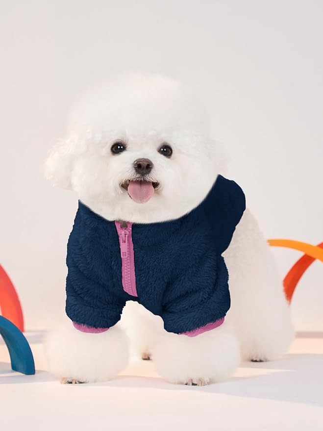Haloumoning Dogs Fleece Winter Coats Jackets for Small and Medium Dogs Thick Full Zip Sherpa Turtleneck Puppy Jackets