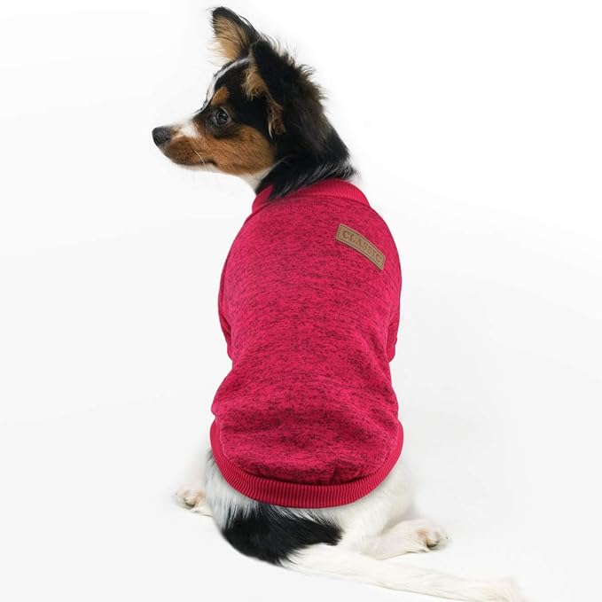 Idepet Pet Dog Classic Knitwear Sweater,Fleece Coat for Small,Medium,Large Dog,Warm Pet Dog Cat Clothes,Soft Puppy Customes (L, WineRed)