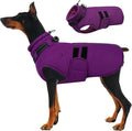 IECOii Dog Coats for Large Dogs Winter Waterproof Jacket with Collar Built in, XXL Dog Coat for Cold Weather Warm Snow Jacket with Thermal Fleece Lining, Reflective Pet Snowsuit Large, Purple - 2XL