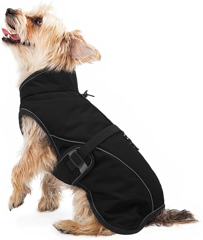 Warm Dog Coat for Winter,Waterproof Jacket with Zipper,Detachable Dog Coat with Adjustable Buckle,Comfortable Jacket for Dogs in Cold and Windy Days.XS Black