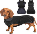 Dachshund Coat - Warm Winter Dog Jacket with Fleece Lining, Windproof Waterproof Snowsuit, Black, Medium