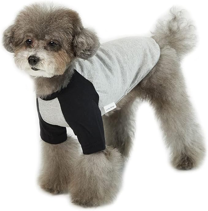 Dog Shirt for Small and Large Dogs Raglan Cotton T-Shirts Soft Breathable Dog Shirts pet Clothes Gray Series (Small, Gray/Black)