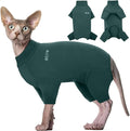 ROZKITCH Sphynx Cat Clothes, Breathable Soft Cat Jumpers for Cats Only, Coat with Four Legs, Warm Sweater T-Shirt Pajamas Jumpsuit Vest Cornish Rex Devon Rex Peterbald DarkGreen M