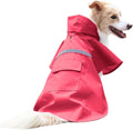 NACOCO Large Dog Raincoat Adjustable Pet Water Proof Clothes Lightweight Rain Jacket Poncho Hoodies with Strip Reflective (XXL, Red)