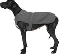 Kuoser Canvas Dog Coat, Warm Dog Jacket Reflective Fleece Pet Cold Weather Coat, Warm Doggie Clothes Waterproof Winter Vest with Zipper Leash Hole for Small Medium Large Dogs, Grey 3XL
