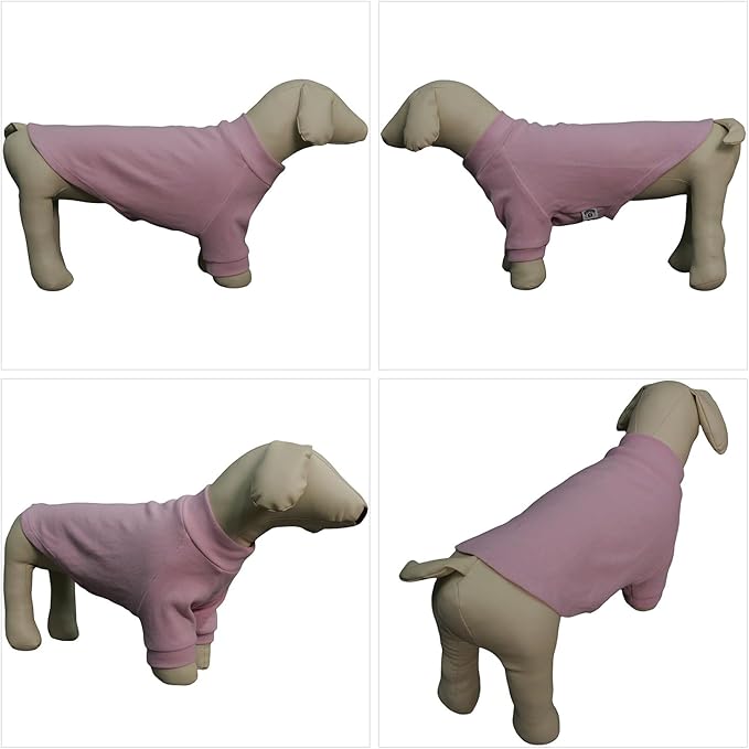 Lovelonglong Ribbed Dog T-Shirt Cotton Knitted Dog Sweaters for All Season Pet T-Shirts for Large Medium Small Dogs Light Pink L