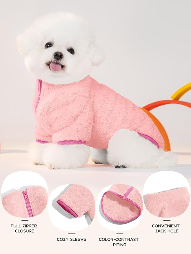 Haloumoning Dogs Fleece Winter Coats Jackets for Small and Medium Dogs Thick Full Zip Sherpa Turtleneck Puppy Jackets