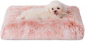 Bedfolks Waterproof Crate Bed, Plush Dog & Cat Bed with Washable Cover, Faux Fur Kennel Pad, 17"x12", Pink