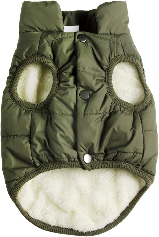 Fleece Lined Warm Dog Jacket for Winter Cold Weather,Soft Windproof Medium Dog Coat,Green XL