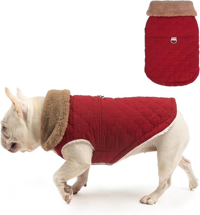 BEAUTYZOO Winter Dog Vest Coat with Harness Built in, Warm Puppy Jacket for Small Medium Dogs, Lightweight Cold Weather Small Dog Coat, Fleece Puffer Vest Windproof Snowproof Pet Clothes, Rose Pink L