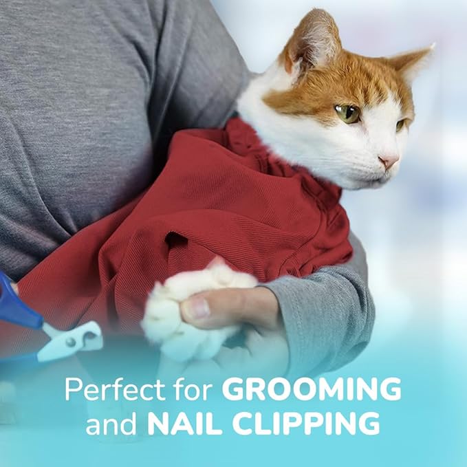 Cat-in-the-Bag Cozy Comfort Carrier - Small Red Cat Carrier Soft and Pet Carrier for Nail Trimming, Vet Visits, Medication Administration, Dental Care, and Travel