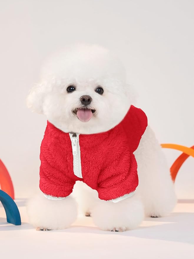Haloumoning Dogs Fleece Winter Coats Jackets for Small and Medium Dogs Thick Full Zip Sherpa Turtleneck Puppy Jackets