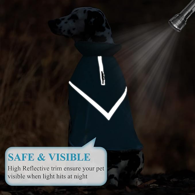 VIVAGLORY Snowrap Dog Coat, Jacket with Harness Hole & Velcro Closure, Dog Coat for Winter & Cold Weather, Fluffy Warm Fleece Lined Reflective Water Resistant for Puppy, XS, Turquoise