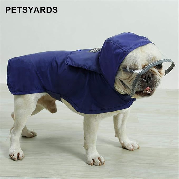 Pet Raincoat Packable Hooded Dog Rain Jacket Reflective Strips Lightweight Adjustable Poncho for Small Medium Large Dogs Blue XXL