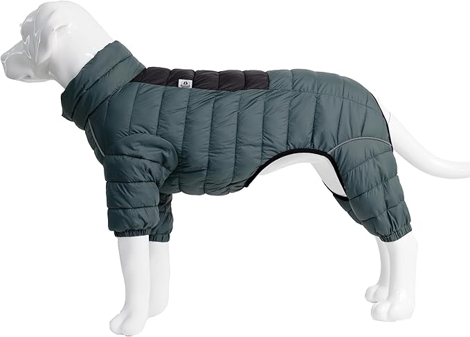 Lovelonglong Dog Coat - Warm Jacket, 4 Legs Covered Waterproof Windproof Reflective Dog Vest, Zippered Adjustable Outdoor Snow Jacket for Small to XXXXL Dogs, ArmyGreen