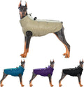 IDOMIK Warm Dog Coat with Harness, Waterproof Reflective Dog Jackets for Small Medium Large Dogs, Fleece High Collar Winter Jacket with Zipper, Pet Winter Snowsuit Clothes for Cold Weather,Khaki 3XL