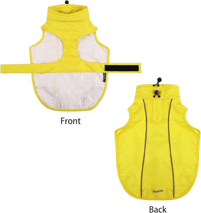 Waterproof Dog Raincoat, Adjustable Lightweight Dog Rain Jacket with Reflective Strip Leash Hole for Small Medium Large Dogs (Yellow, Medium(13-22lb))