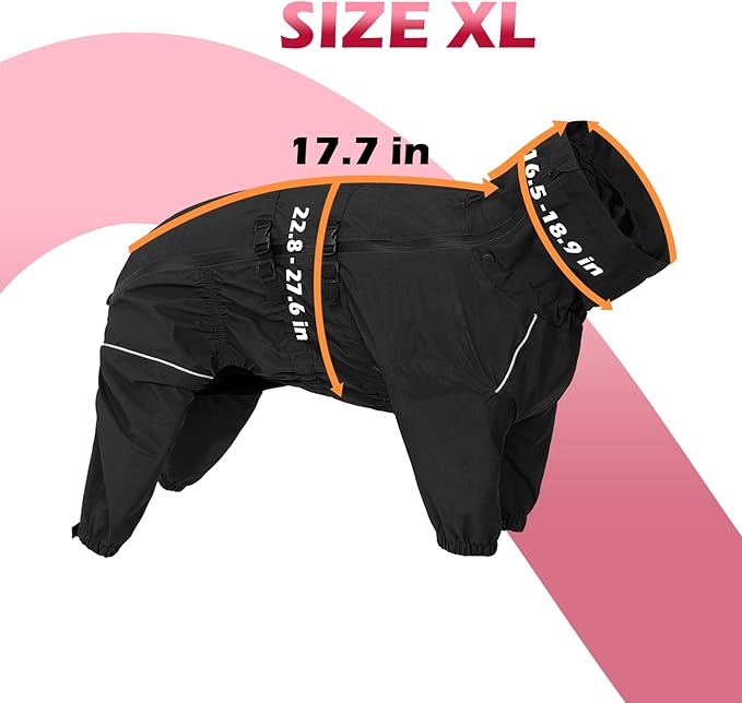 Small Medium Large Dog Raincoat, Waterproof Dogs Rain Jacket, Puppy Side Zipper Reflective Strip Leash Holes Elastic Raincoats