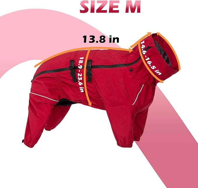 Small Medium Large Dog Raincoat, Waterproof Dogs Rain Jacket, Puppy Side Zipper Reflective Strip Leash Holes Elastic Raincoats