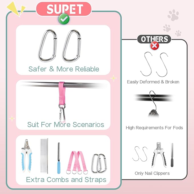 Supet Dog Grooming Hammock, Dog Hanging Harness for Nail Trimming Doorframe, Pet Holder Restraint for Clipping Nails, Pet Hoist Sling for Cutting Nails, Ear & Eye Cleaning, Medicine at Home (XL)