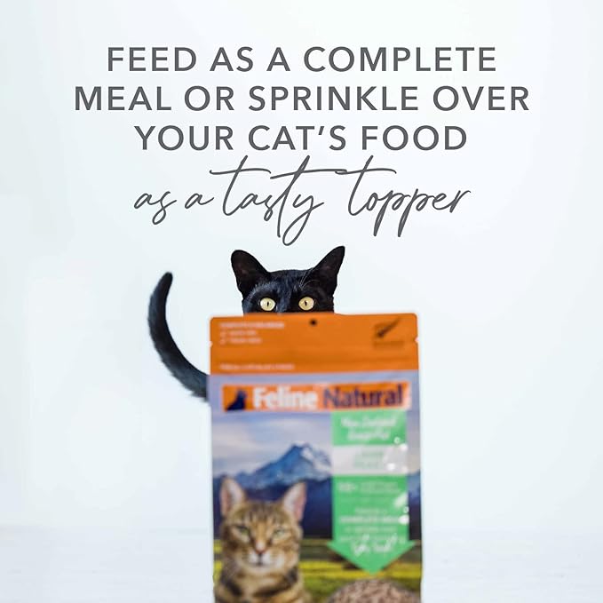 Feline Natural High Protein Dry Cat Food, Freeze-Dried Diet with 98% Meat, Organs & Seafood, No Peas, Grains, or Artificial Additives, Made in New Zealand Beef & Hoki, 3.5oz (Pack of 2)