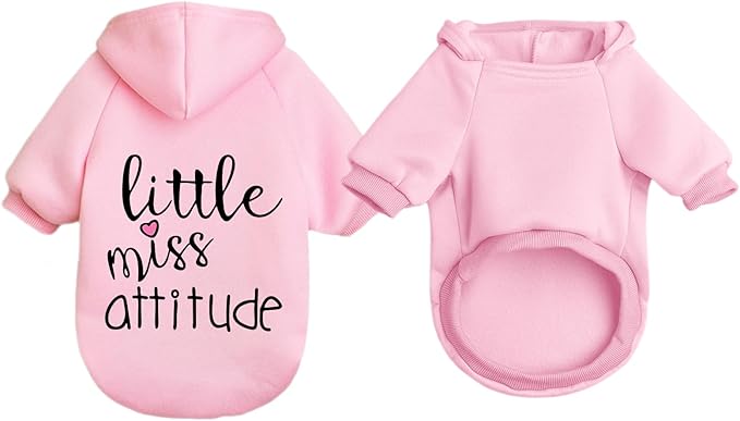 Cat Hoodies for Cats Puppy Pet Clothes Cat Apparel Little Miss Attitude Print Dog Hoodie for Small Medium Dogs Outfits for Kittens(Pink,S)