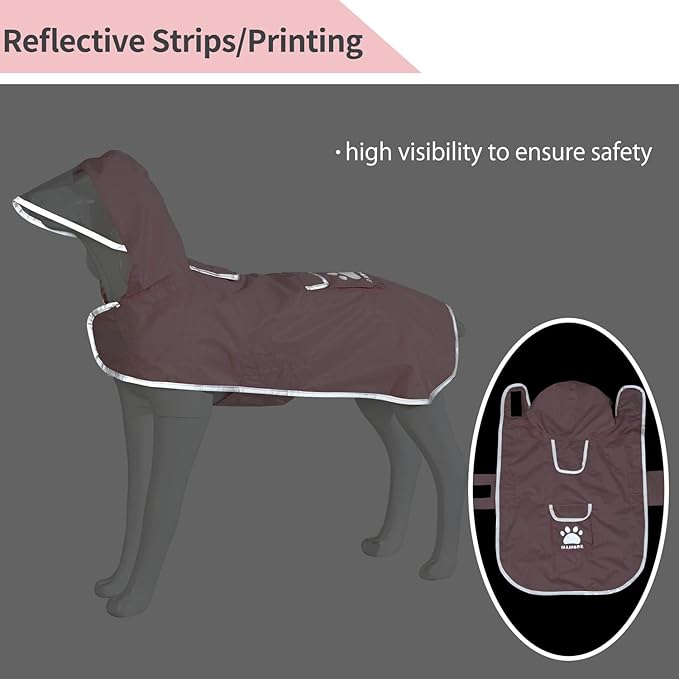 MAMORE Dog Raincoat Reversible,Waterproof Dog Rain Coat Hooded Slicker Poncho with Reflective Strip, Plaid Double Layer Rain Jacket for Small Medium Large Dogs (Pink, Medium)
