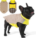 Reversible Waterproof Dog Coat - Adjustable Winter Jacket for Small to Large Breeds, Warm Cold Weather Apparel for Medium Dogs (Khaki & Yellow, Large (Pack of 1))