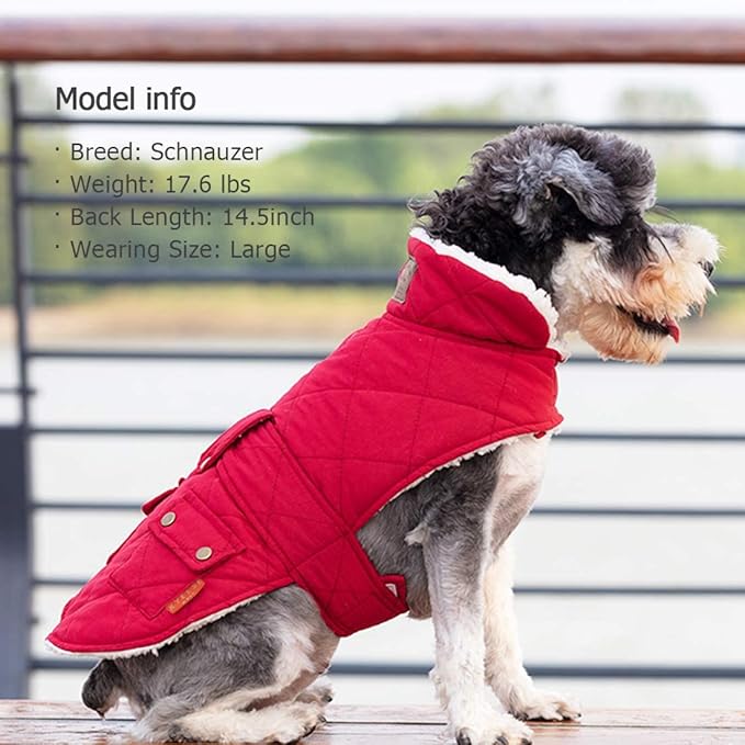 KYEESE Dog Coat Soft Pet Sweater for Cold Weather Warm Pet Winter Puffer Coat with Leash Hole Waterproof Dogs Jacket with Fleece Lined Windproof Dog Coats for Small Dogs Thick Cat Clothes with Pocket
