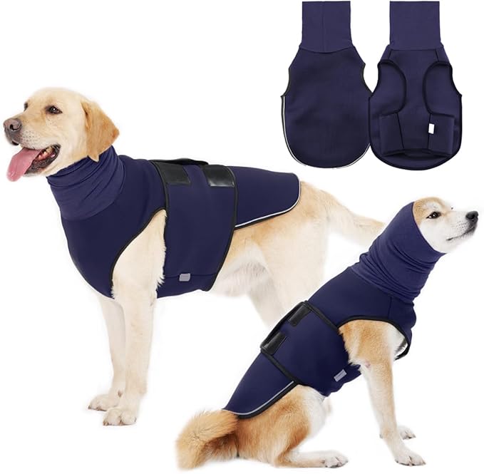 Dog Anxiety Vest,Pet Calming Hoodie Breathable Dog Anti-Anxiety Jacket for Thunder Fireworks and Separation,Blue M
