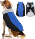 Warm Dog Coat,Waterproof Jacket in Winter Adjustable and Reversible Doggy Fleece Outfit,Thick Clothes with Foldable Collar for Puppy in Cold Days,XL RoyalBlue
