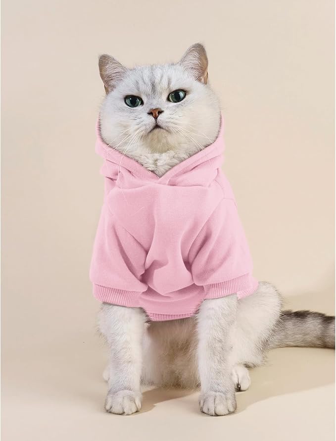 Cat Hoodies for Cats Puppy Pet Clothes Cat Apparel Little Miss Attitude Print Dog Hoodie for Small Medium Dogs Outfits for Kittens(Pink,XL)