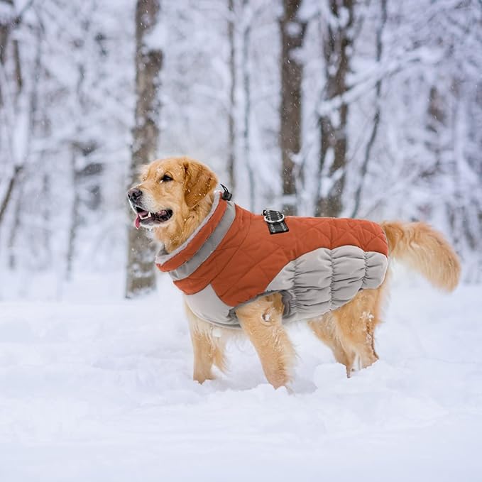 Lelepet Dog Coat Warm Dog Winter Coat Waterproof Dogs Jacket with Harness Built in Reflective Pet Fleece Vest Zip-Up Cold Weather Coats for Extra Large Dogs Turtleneck & Windproof Coats Great Dane 3XL