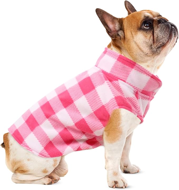 Kama Bridal 3 Pack Dog Coat - Spring, Autumn, Winter - Fleece Vest for Cats & Small/Medium Dogs - Red, Pink, Purple Plaid (XXXS)